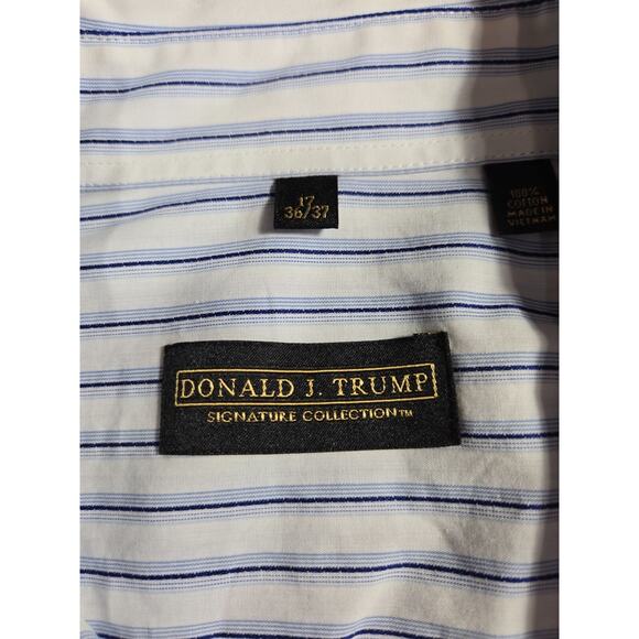 Donald J. Trump Signature Collection Men's Shirt 17 36/37 Striped Button-Up - Picture 3 of 7